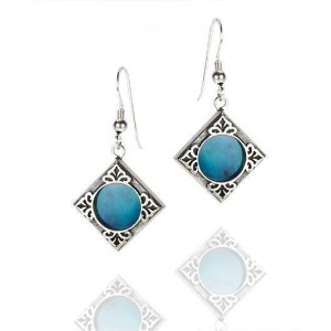 Rafael Jewelry Rectangular Earrings in Sterling Silver & Eilat Stone Earrings