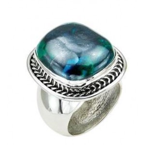 Eilat Stone Ring in Sterling Silver with Filigree by Rafael Jewelry