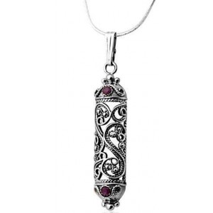 Rafael Jewelry Amulet Pendant in Sterling Silver with Ruby Rafael Jewelry