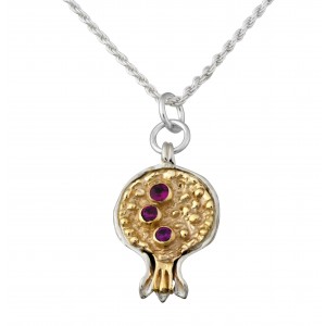 Pomegranate Pendant in Sterling Silver and Gems with Gold-Plating by Rafael Jewelry Collares y Colgantes