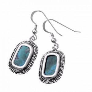 Oval Sterling Silver Earrings with Eilat Stone by Rafael Jewelry Earrings