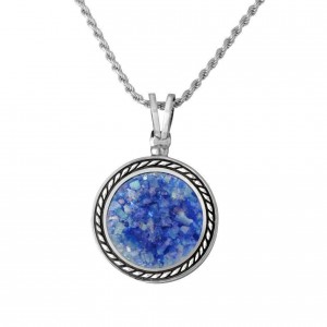 Roman Glass and Sterling Silver Round Pendant by Rafael Jewelry Collares y Colgantes