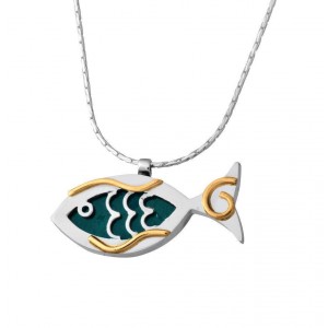 Sterling Silver Fish Pendant with Eilat Stone Rafael Jewelry Collares y Colgantes