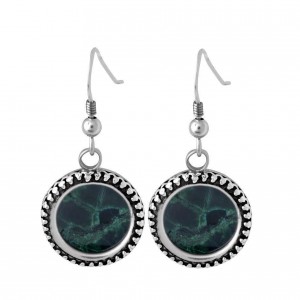 Sterling Silver Filigree Round Earrings with Eilat Stone Rafael Jewelry Default Category
