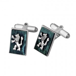 Sterling Silver Cufflinks with Lion & Eilat Stone Rafael Jewelry Default Category
