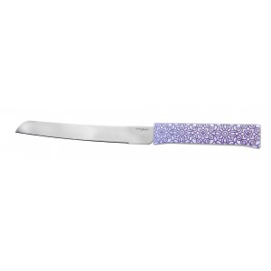 Challah Knife with Floral Pattern in Brown Couteaux à Hallah