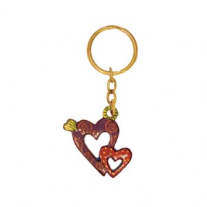  Yair Emanuel Aluminum Key Chain with Hearts Porte-Clefs