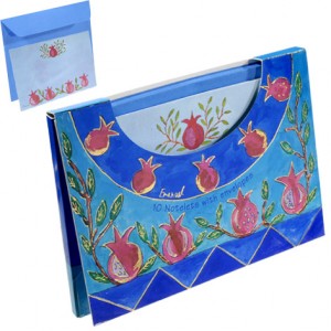 10 Note Cards with Pomegranates and Envelopes by Yair Emanuel Stationery