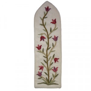 Yair Emanuel Raw Silk Embroidered Bookmark with Flowers in White Papelería