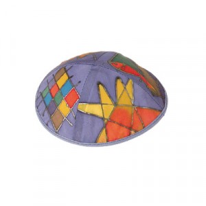 Yair Emanuel Multicolor Silk Kippah with Multicolor Designs Judaica Moderna