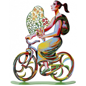 David Gerstein Flower Girl Bike Rider Sculpture Decoración para el Hogar 