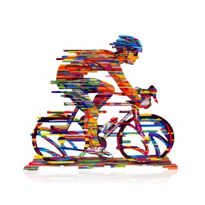 Multi Colored Cyclist Sculpture by David Gerstein David Gerstein Art