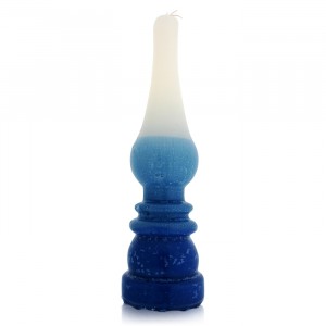 Vela para Havdalá en Forma de Lámpara Azul, Blanca y Turquesa de Safed Candles Jewish Holiday Candles