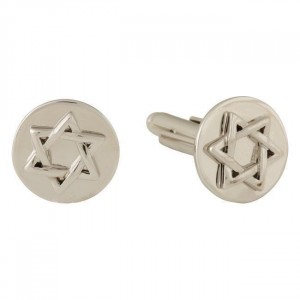 Cuffs with Star of David in Rhodium Plated Boutons de Manchette