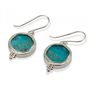 Silver Round Earrings with Eilat Stone Earrings