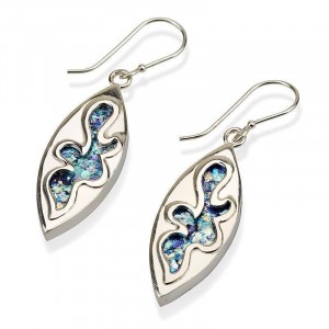Silver Earrings in Marquise Shape with Roman Glass Earrings