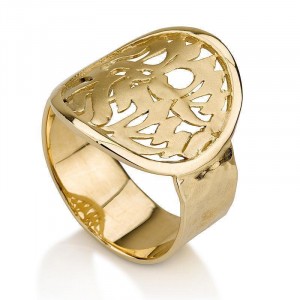 14k Gold Ring with Shema Yisrael Inscription Israeli Jewelry Designers