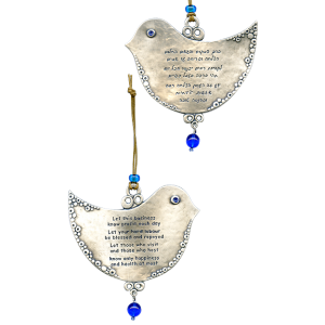 Silver Business Blessing with Dove, Beads and Hebrew and English Text Decoración para el Hogar 