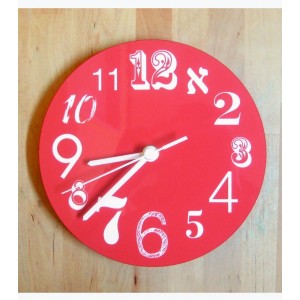 Wall Clock in Bright Red with Numbers in Contrasting Fonts Relojes