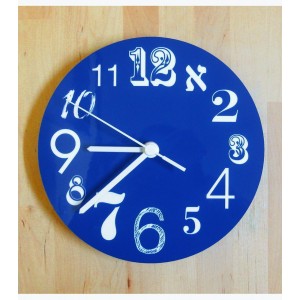Wall Clock in Royal Blue with Numbers in Contrasting Fonts Relojes