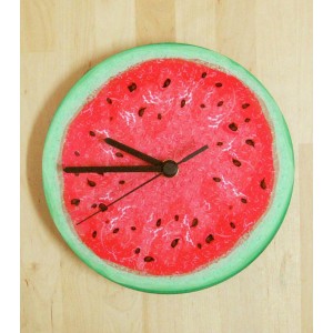 Wall Clock with Watermelon Design in Green and Red Relojes