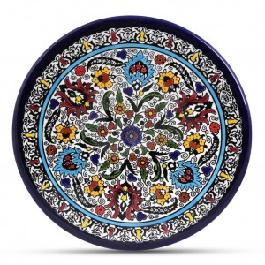 Armenian Ceramic Plate with Armenian Tulip Ornamental Flower Motif Cerámica Armenia