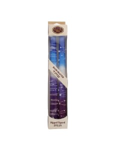Wax Shabbat Candles by Galilee Style Candles in Blue and Purple Candelabros y Velas

