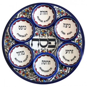 Armenian Ceramic Seder Plate with Anemones Floral Design Pesaj
