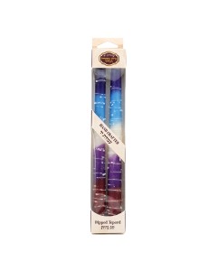 Wax Shabbat Candles by Galilee Style Candles with Blue, Purple, White and Red Stripes Shabat