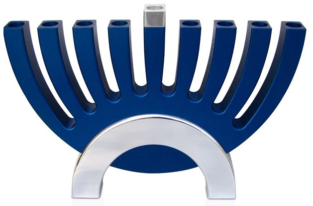 Menorah & Candlestick Combination Set with Polished Finish in Blue