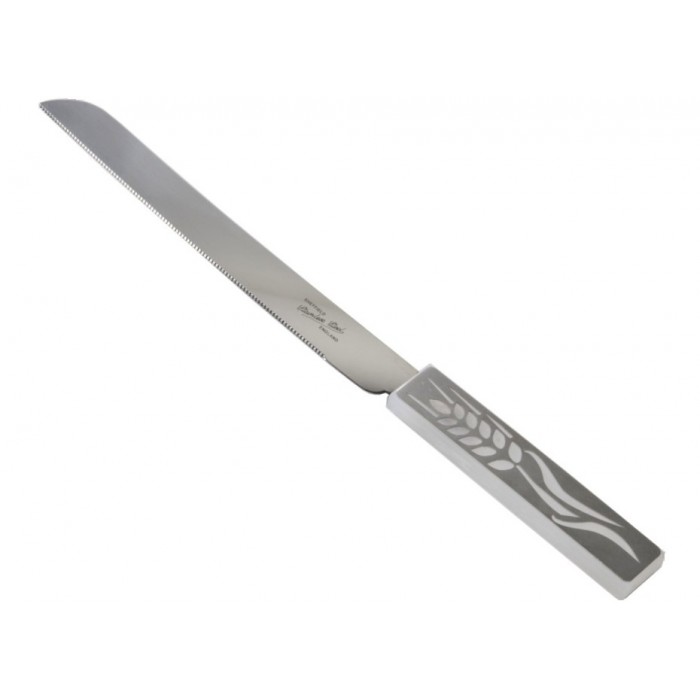 Silver Shabbat Challah Knife with Wheat Stalk Handle 