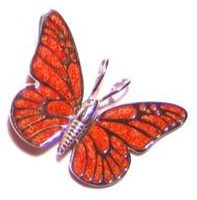 Broche Papillon - Motif Mosaïque Corail