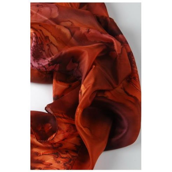 Burgundy & Orange Silk ‘Tichel’ Headscarf by Galilee Silks
