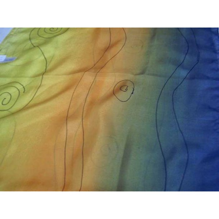 Silk ‘Tichel’ Headscarf in Green, Orange & Blue by Galilee Silks