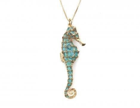Seahorse Necklace with Turquoise Patterns- Adina Plastelina