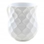Washing Cup in White Polyresin with Geometric Pattern