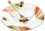 Glass Rosh Hashanah Honey Dish with Multicolored Stripes