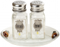 Shabbat Glass Salt and Pepper Shakers with White Flowers