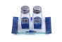 Shabbat Glass Salt and Pepper Shakers with Electric Blue