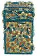 Gold Plated Tzedakah Box with Amber Crystals and Floral Pattern