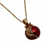 Gold Plated Pomegranate Pendant with Synthetic Garnets and Wine Enamel