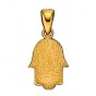 14k Yellow Gold Hamsa Pendant with Textured Surface