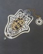 Two-Toned Hamsa with Hebrew Blessing Words and Floral Pattern
