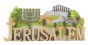 Ceramic Jerusalem Magnet with Knesset and Seven-Branch Menorah
