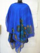 Blue Silk Poncho with Floral Design by Galilee Silks