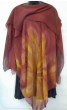 Burgundy & Gold Poncho with Floral Design by Galilee Silks