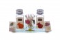 Glass Salt and Pepper Shaker Set with Pomegranates and Gold Trimmings  