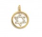 Rhodium Plated Star of David Pendant within Gold Plated Circle