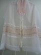 Women's Tallit with French Floral Design in White & Pink by Galilee Silks