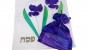 Matzah Cover & Afikoman Bag Set in Hand-Painted Silk with Iris Flowers
